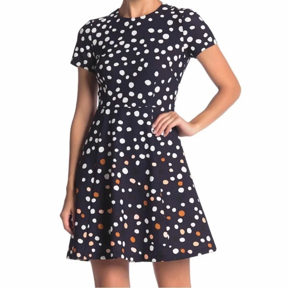 VINCE CAMUTO Polka Dot Vintage 50s Look Preppy Aline Skirt Minidress - Picture 1 of 13